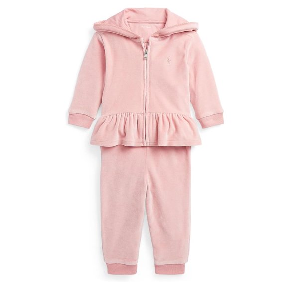RALPH LAUREN KIDS Velour Hoodie & Jogger Pants Set - Pink - NWT - 3M - Picture 1 of 3